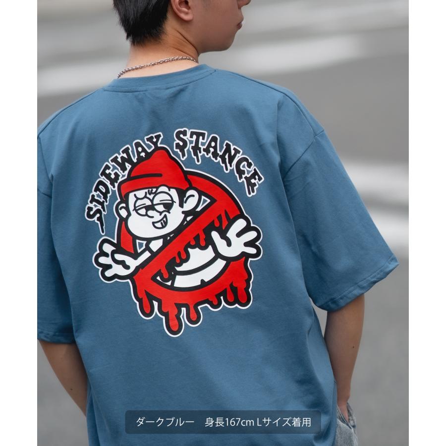 半袖Tシャツ メンズ SIDEWAY STANCE サイドウェイスタンス オリジナルプリント グラフィック 通行止め バスターズ マスコット オーバーサイズ 大きめ | improves | 18