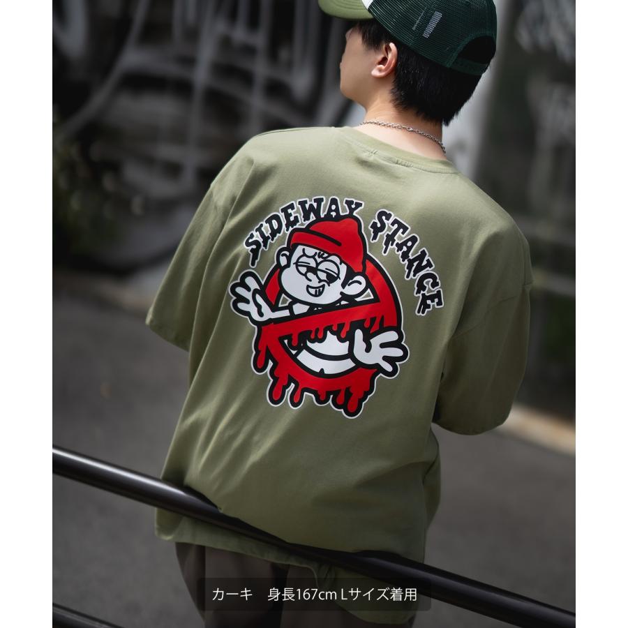 半袖Tシャツ メンズ SIDEWAY STANCE サイドウェイスタンス オリジナルプリント グラフィック 通行止め バスターズ マスコット オーバーサイズ 大きめ | improves | 20
