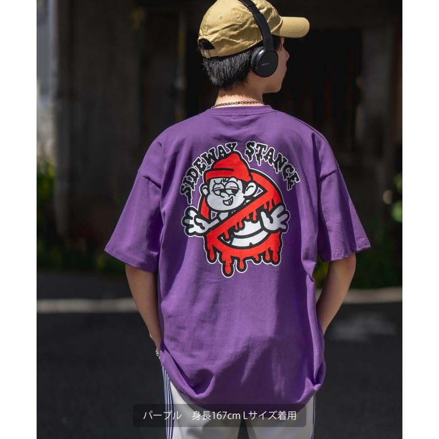 半袖Tシャツ メンズ SIDEWAY STANCE サイドウェイスタンス オリジナルプリント グラフィック 通行止め バスターズ マスコット オーバーサイズ 大きめ | improves | 23