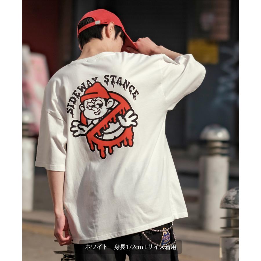 半袖Tシャツ メンズ SIDEWAY STANCE サイドウェイスタンス オリジナルプリント グラフィック 通行止め バスターズ マスコット オーバーサイズ 大きめ | improves | 08