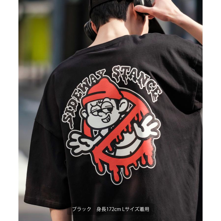 半袖Tシャツ メンズ SIDEWAY STANCE サイドウェイスタンス オリジナルプリント グラフィック 通行止め バスターズ マスコット オーバーサイズ 大きめ | improves | 12