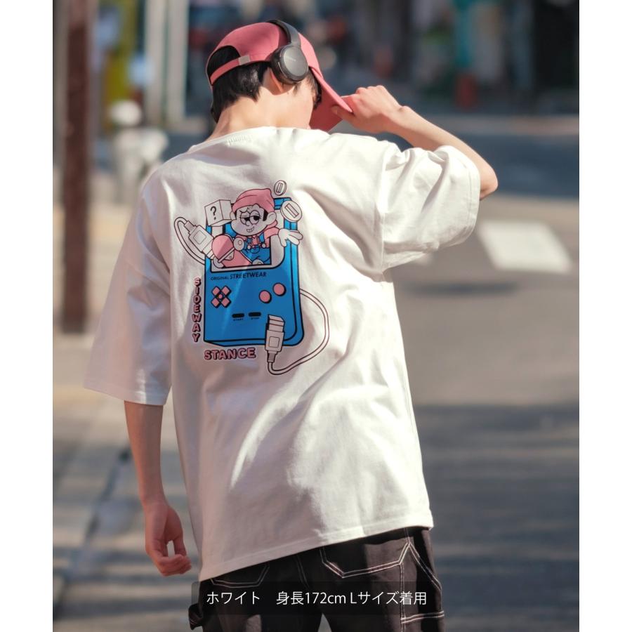 半袖Tシャツ メンズ SIDEWAY STANCE サイドウェイスタンス オリジナルプリント グラフィック 携帯ゲーム マスコット マスコット オーバーサイズ 大きめ | improves | 06