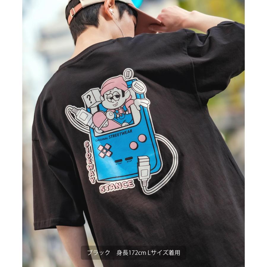 半袖Tシャツ メンズ SIDEWAY STANCE サイドウェイスタンス オリジナルプリント グラフィック 携帯ゲーム マスコット マスコット オーバーサイズ 大きめ | improves | 09