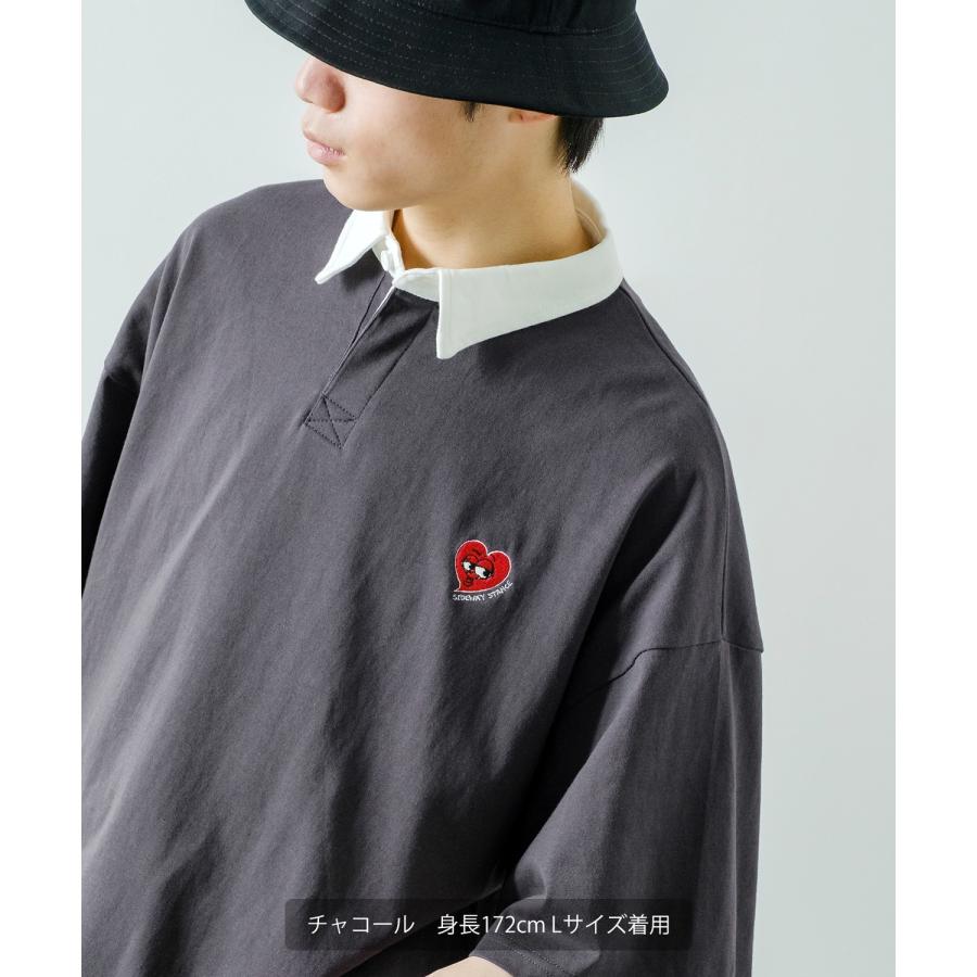 ポロシャツ メンズ SIDEWAY STANCE サイドウェイスタンス USコットン アメリカ綿 半袖 ワンポイント 刺しゅう ハート ビッグサイズ オーバーサイズ 古着MIX | improves | 14