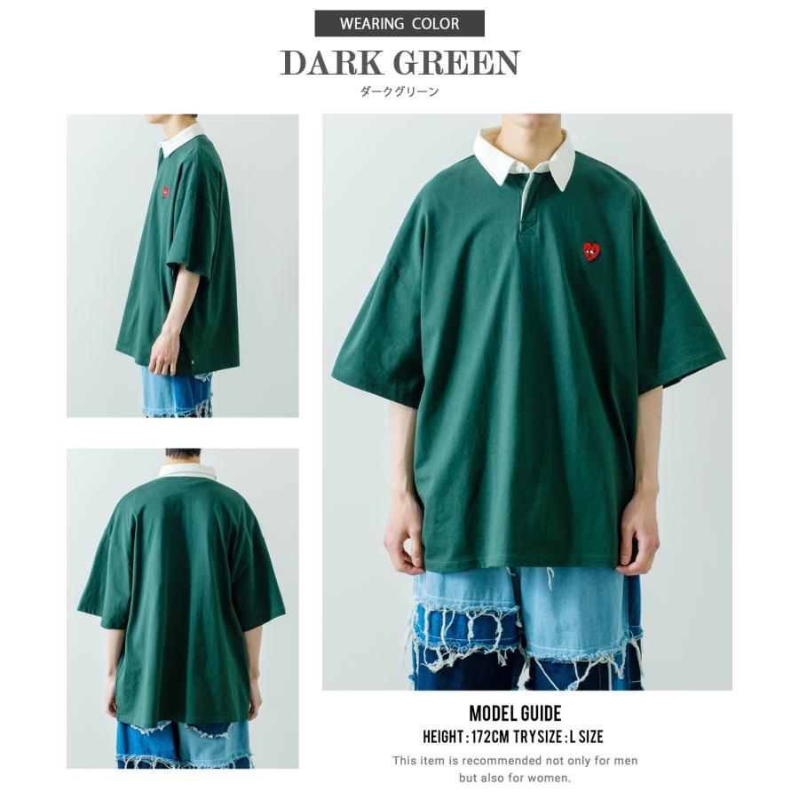 ポロシャツ メンズ SIDEWAY STANCE サイドウェイスタンス USコットン アメリカ綿 半袖 ワンポイント 刺しゅう ハート ビッグサイズ オーバーサイズ 古着MIX | improves | 15