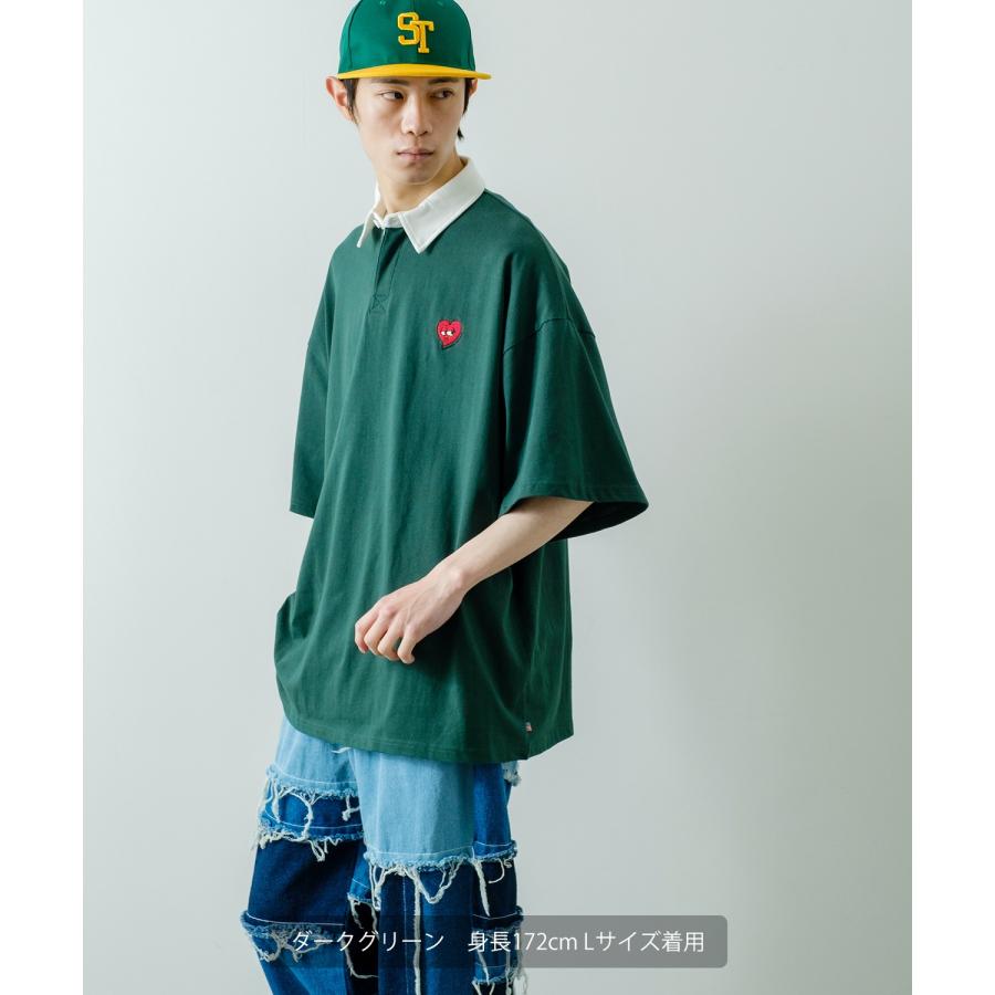 ポロシャツ メンズ SIDEWAY STANCE サイドウェイスタンス USコットン アメリカ綿 半袖 ワンポイント 刺しゅう ハート ビッグサイズ オーバーサイズ 古着MIX | improves | 17