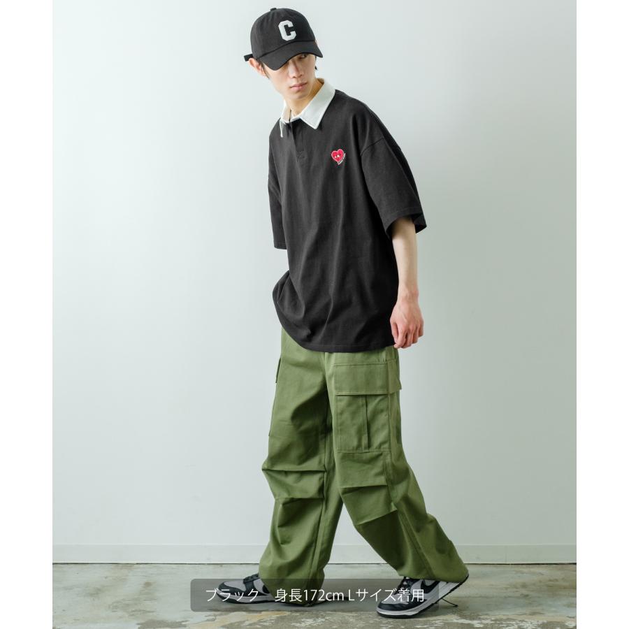 ポロシャツ メンズ SIDEWAY STANCE サイドウェイスタンス USコットン アメリカ綿 半袖 ワンポイント 刺しゅう ハート ビッグサイズ オーバーサイズ 古着MIX | improves | 07