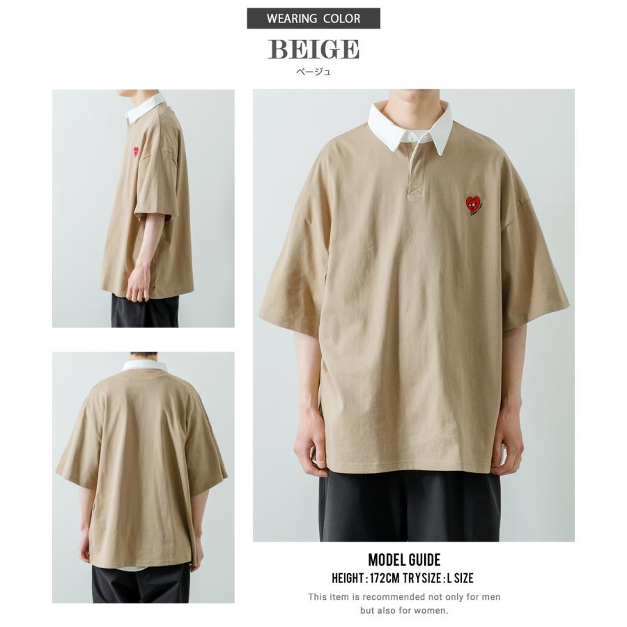 ポロシャツ メンズ SIDEWAY STANCE サイドウェイスタンス USコットン アメリカ綿 半袖 ワンポイント 刺しゅう ハート ビッグサイズ オーバーサイズ 古着MIX | improves | 08