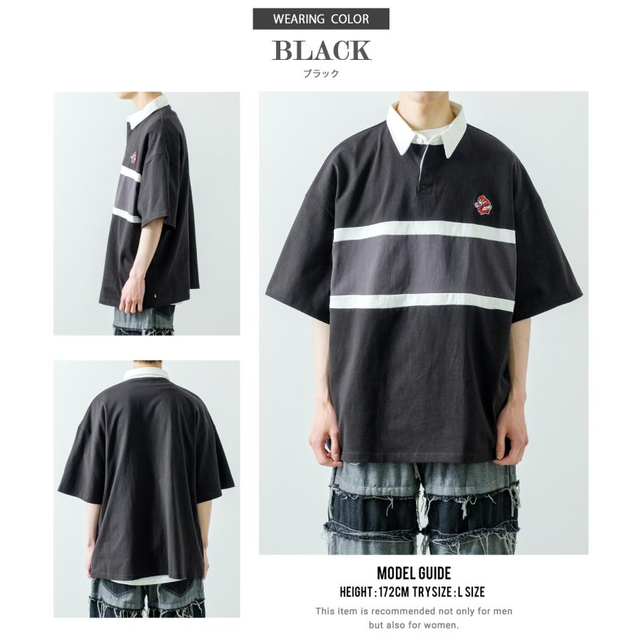 ポロシャツ メンズ SIDEWAY STANCE サイドウェイスタンス USコットン アメリカ綿 半袖 ワンポイント 刺しゅう バスターズ ビッグサイズ オーバーサイズ 古着MIX | improves | 14