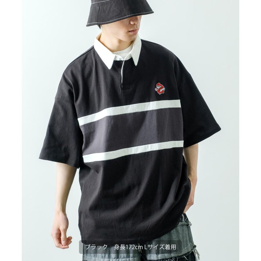 ポロシャツ メンズ SIDEWAY STANCE サイドウェイスタンス USコットン アメリカ綿 半袖 ワンポイント 刺しゅう バスターズ ビッグサイズ オーバーサイズ 古着MIX | improves | 15
