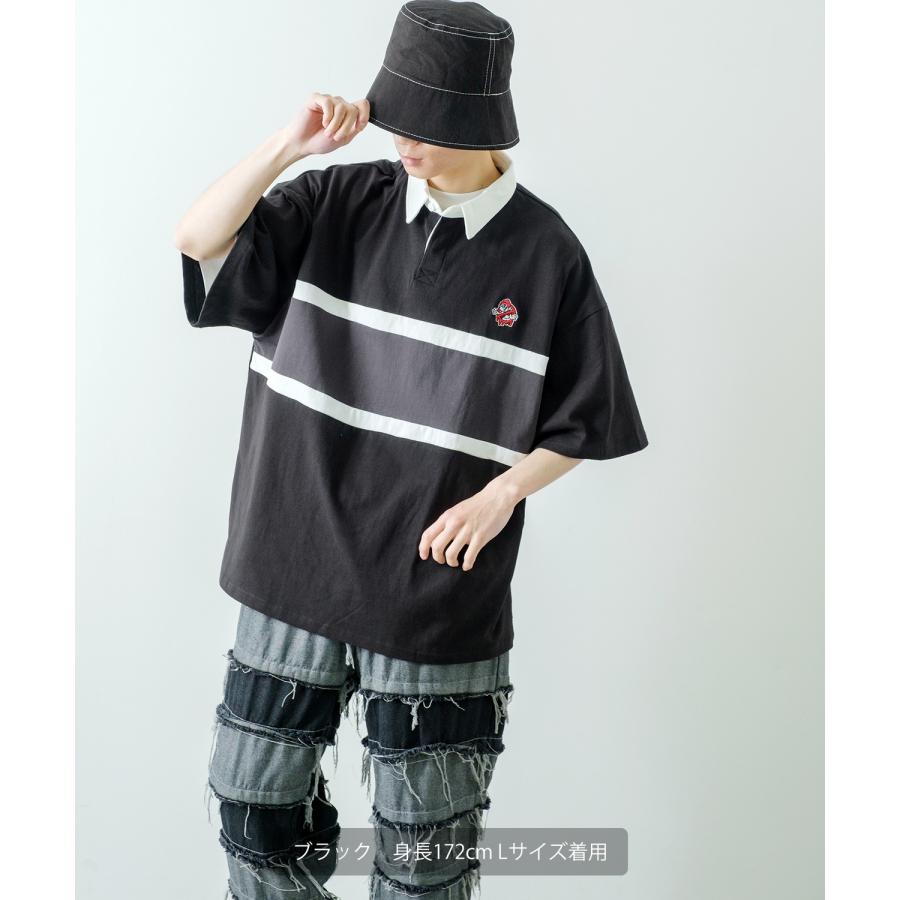 ポロシャツ メンズ SIDEWAY STANCE サイドウェイスタンス USコットン アメリカ綿 半袖 ワンポイント 刺しゅう バスターズ ビッグサイズ オーバーサイズ 古着MIX | improves | 16