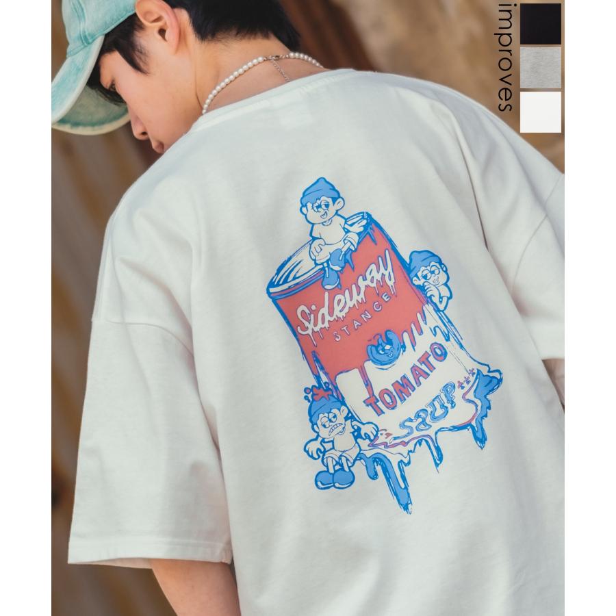 半袖Tシャツ メンズ SIDEWAY STANCE サイドウェイスタンス オリジナルプリント トマト缶 ボーイ オーバーサイズ 大きめ | improves