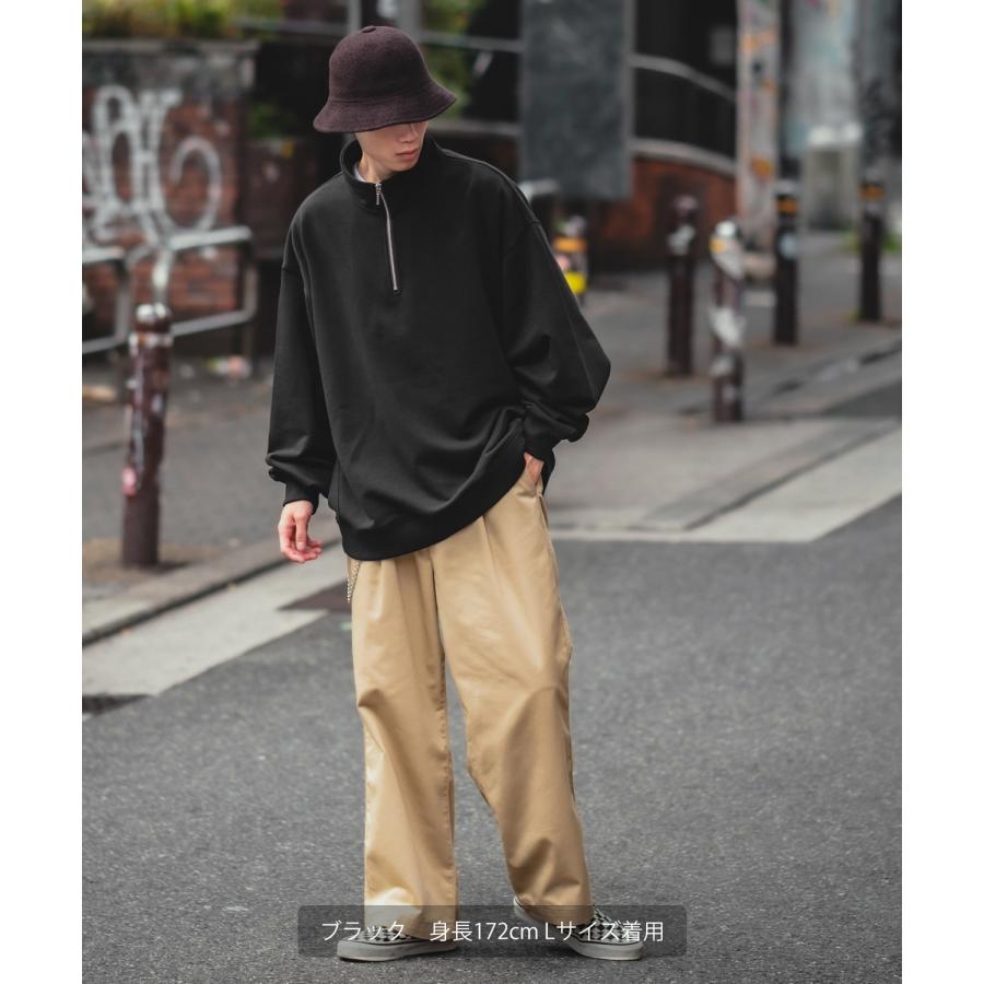 トレーナー メンズ SIDEWAY STANCE サイドウェイスタンス ハーフジップ スタンドカラー スウェット オーバーサイズ 大きめ アメカジ スケーター ストリート 韓国 | improves | 08
