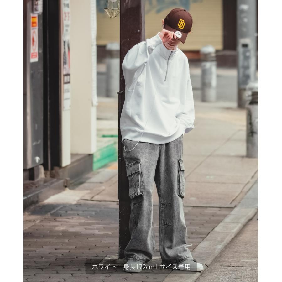 トレーナー メンズ SIDEWAY STANCE サイドウェイスタンス ハーフジップ スタンドカラー スウェット オーバーサイズ 大きめ アメカジ スケーター ストリート 韓国 | improves | 12