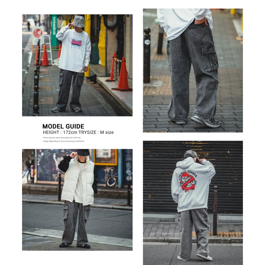 デニムパンツ メンズ SIDEWAY STANCE サイドウェイスタンス ジーンズ ワイドパンツ カーゴパンツ ケミカルウォッシュ | improves | 12
