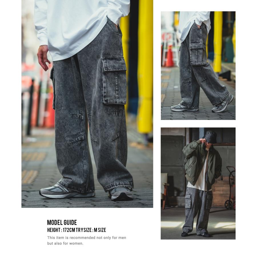 デニムパンツ メンズ SIDEWAY STANCE サイドウェイスタンス ジーンズ ワイドパンツ カーゴパンツ ケミカルウォッシュ | improves | 13