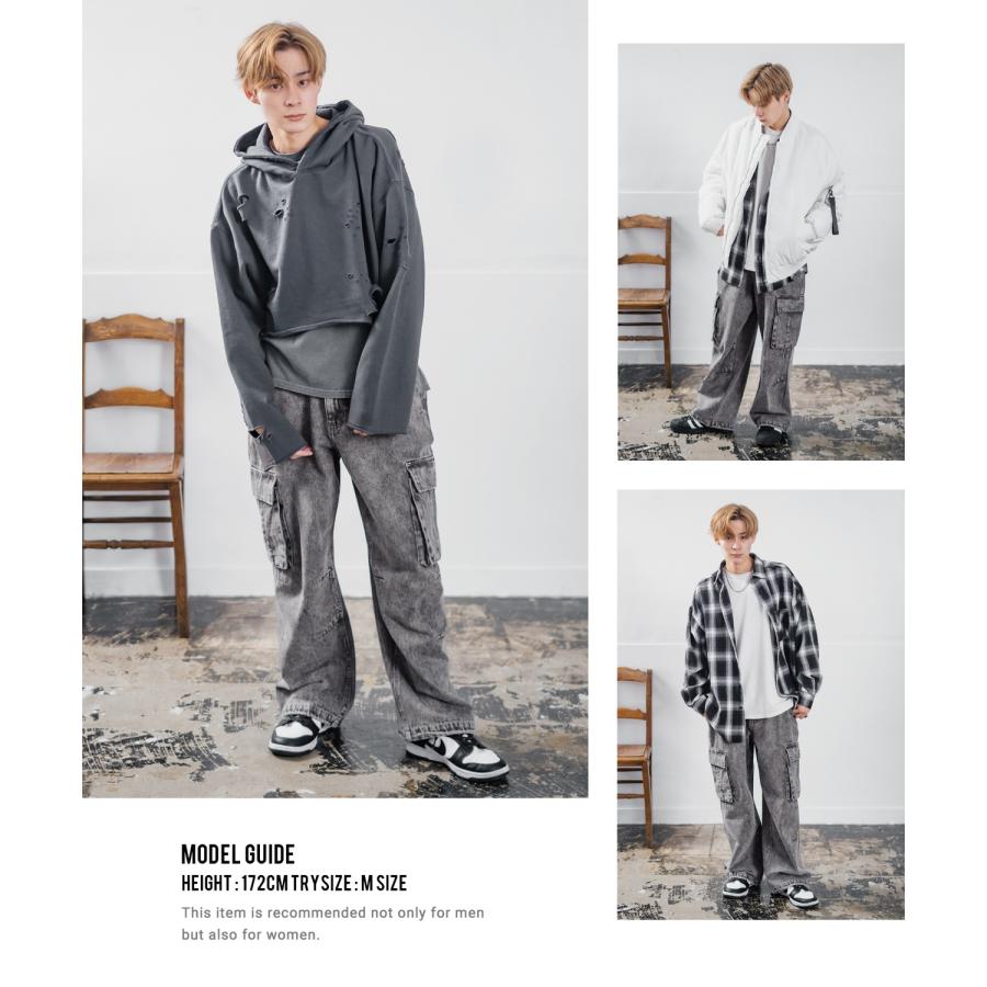 デニムパンツ メンズ SIDEWAY STANCE サイドウェイスタンス ジーンズ ワイドパンツ カーゴパンツ ケミカルウォッシュ | improves | 18