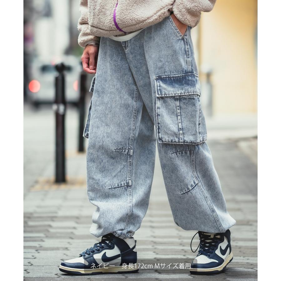 デニムパンツ メンズ SIDEWAY STANCE サイドウェイスタンス ジーンズ ワイドパンツ カーゴパンツ ケミカルウォッシュ | improves | 03