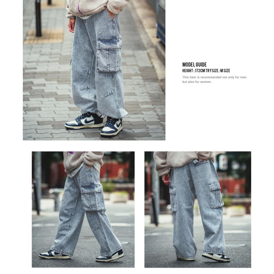 デニムパンツ メンズ SIDEWAY STANCE サイドウェイスタンス ジーンズ ワイドパンツ カーゴパンツ ケミカルウォッシュ | improves | 04