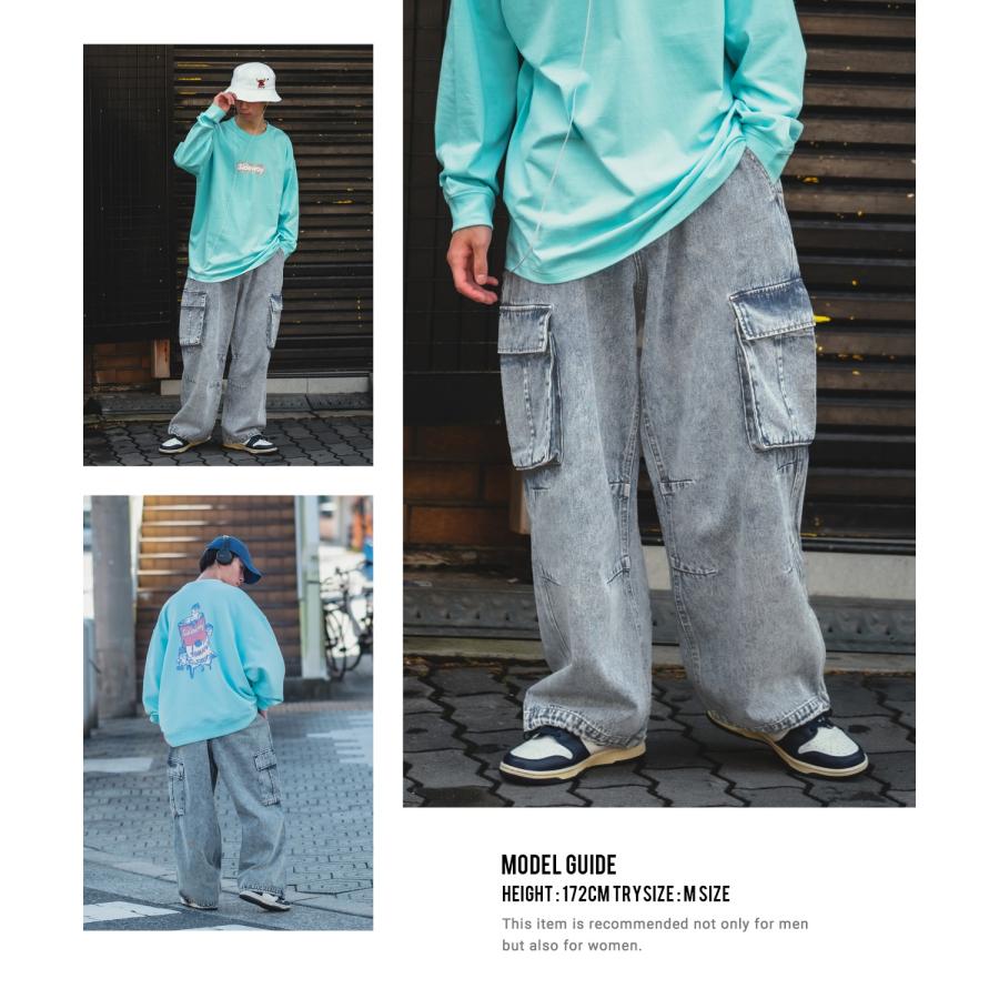 デニムパンツ メンズ SIDEWAY STANCE サイドウェイスタンス ジーンズ ワイドパンツ カーゴパンツ ケミカルウォッシュ | improves | 05