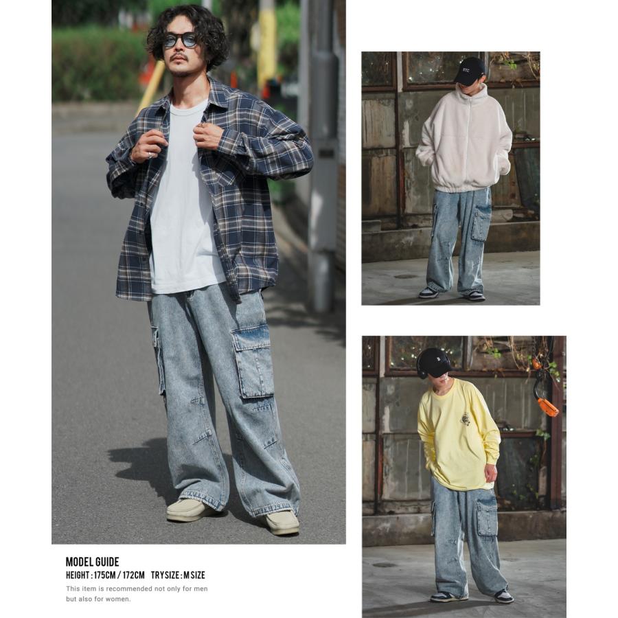 デニムパンツ メンズ SIDEWAY STANCE サイドウェイスタンス ジーンズ ワイドパンツ カーゴパンツ ケミカルウォッシュ | improves | 06