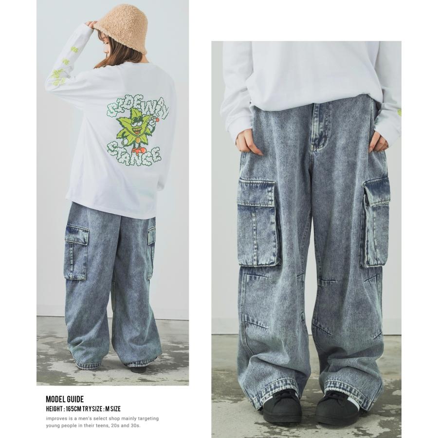 デニムパンツ メンズ SIDEWAY STANCE サイドウェイスタンス ジーンズ ワイドパンツ カーゴパンツ ケミカルウォッシュ | improves | 07