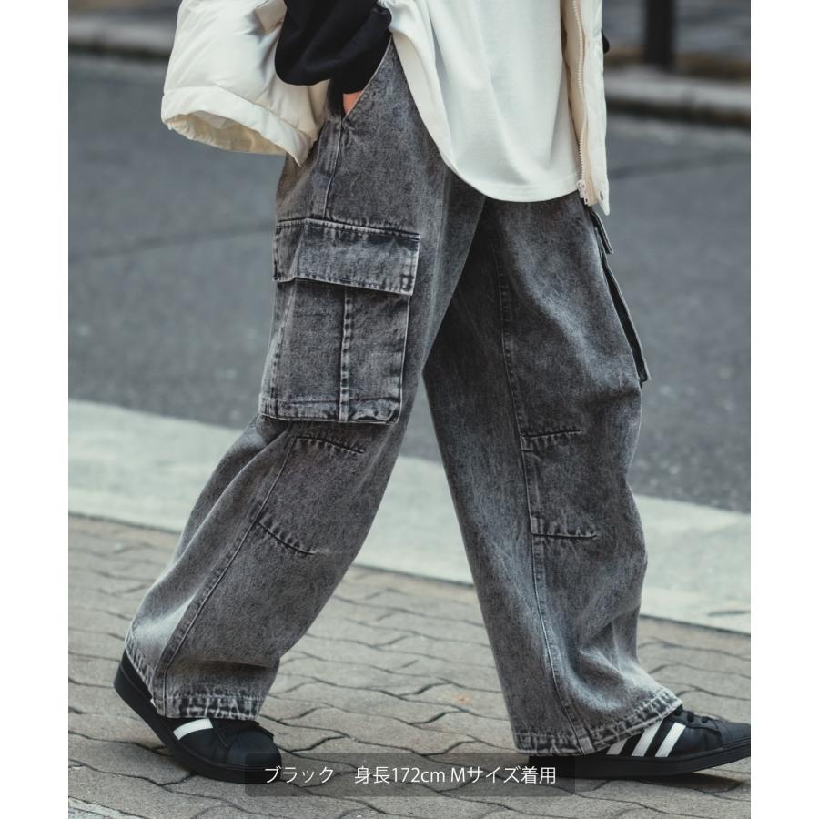 デニムパンツ メンズ SIDEWAY STANCE サイドウェイスタンス ジーンズ ワイドパンツ カーゴパンツ ケミカルウォッシュ | improves | 11