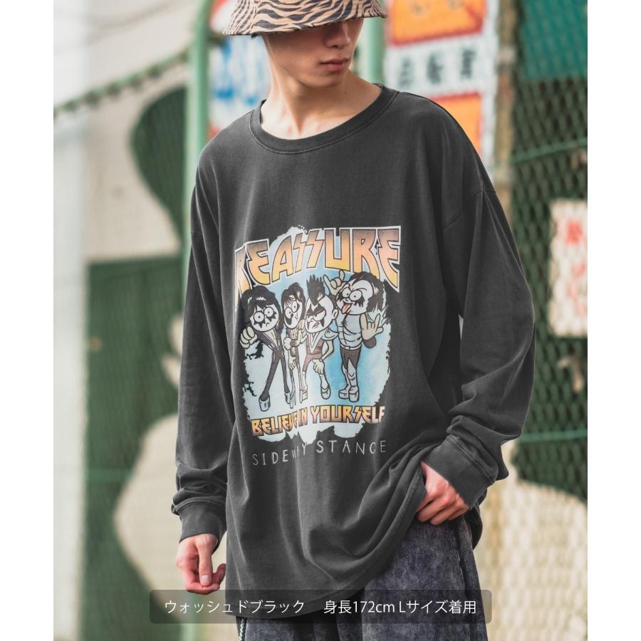 ストリート系ヴィンテージ 長袖Tシャツ重厚ウォッシュ加工秋冬春メンズ カジュアル improves（インプローブス） 長袖Tシャツ メンズ SIDEWAY STANCE