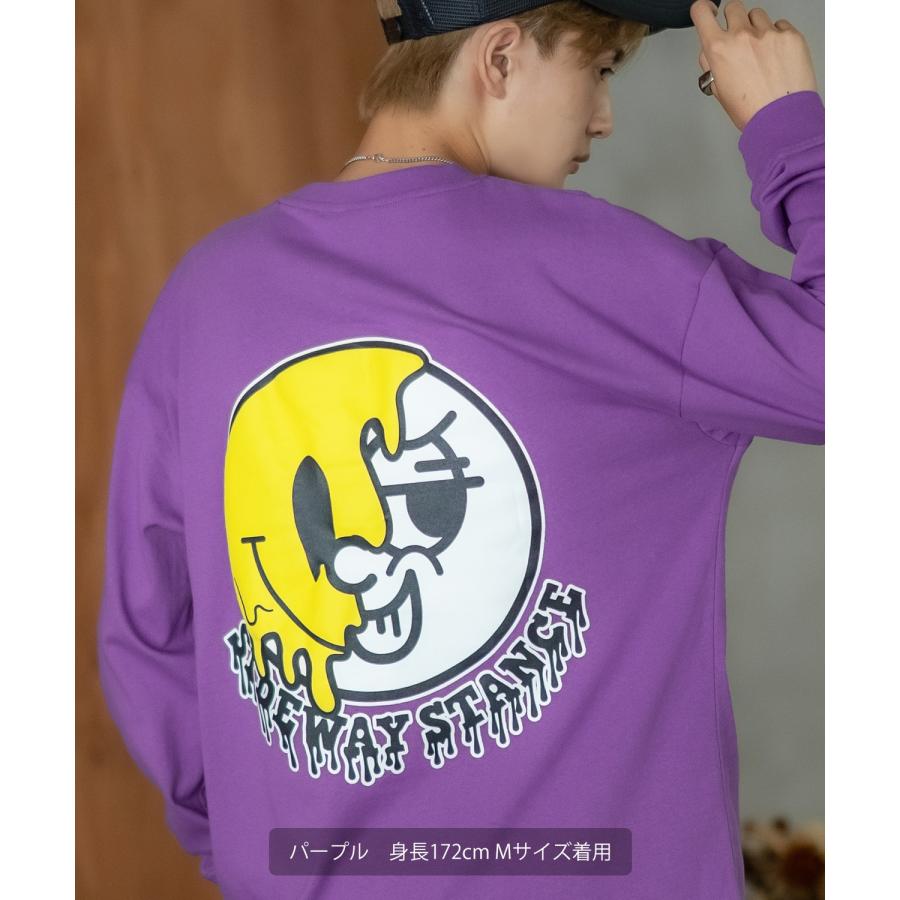 長袖Tシャツ メンズ SIDEWAY STANCE サイドウェイスタンス オリジナルプリント グラフィック ロンT スマイリーフェイス にこちゃん オーバーサイズ スケーター | improves | 17