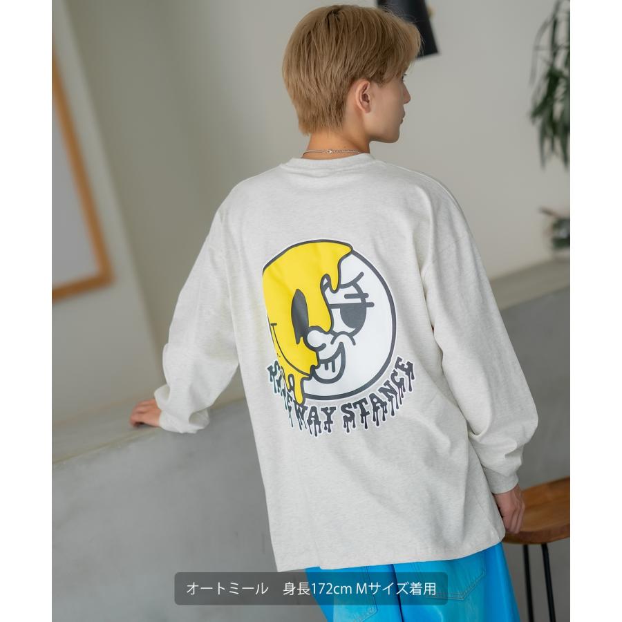 長袖Tシャツ メンズ SIDEWAY STANCE サイドウェイスタンス オリジナルプリント グラフィック ロンT スマイリーフェイス にこちゃん オーバーサイズ スケーター | improves | 20