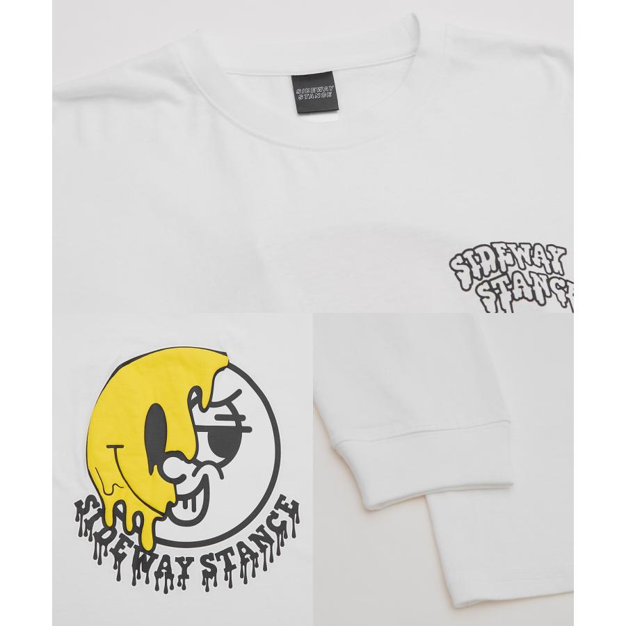 長袖Tシャツ メンズ SIDEWAY STANCE サイドウェイスタンス オリジナルプリント グラフィック ロンT スマイリーフェイス にこちゃん オーバーサイズ スケーター | improves | 24