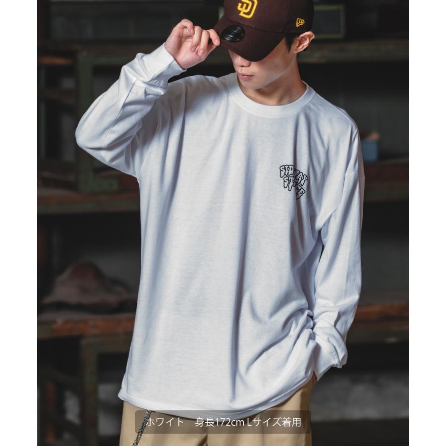 長袖Tシャツ メンズ SIDEWAY STANCE サイドウェイスタンス オリジナルプリント グラフィック ロンT スマイリーフェイス にこちゃん オーバーサイズ スケーター | improves | 06