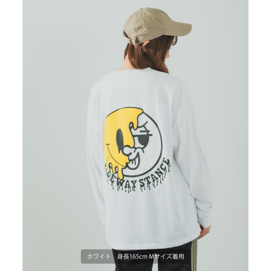 長袖Tシャツ メンズ SIDEWAY STANCE サイドウェイスタンス オリジナルプリント グラフィック ロンT スマイリーフェイス にこちゃん オーバーサイズ スケーター | improves | 08
