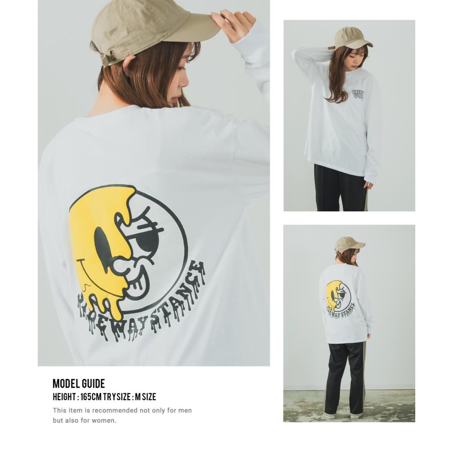 長袖Tシャツ メンズ SIDEWAY STANCE サイドウェイスタンス オリジナルプリント グラフィック ロンT スマイリーフェイス にこちゃん オーバーサイズ スケーター | improves | 09