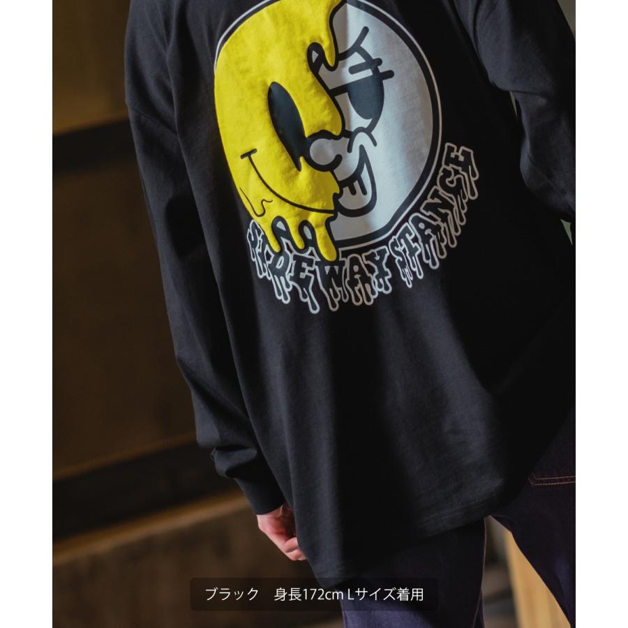 長袖Tシャツ メンズ SIDEWAY STANCE サイドウェイスタンス オリジナルプリント グラフィック ロンT スマイリーフェイス にこちゃん オーバーサイズ スケーター | improves | 11