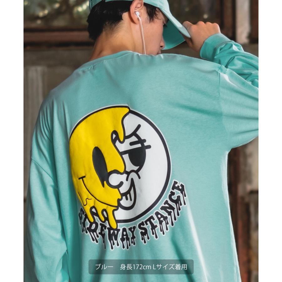 長袖Tシャツ メンズ SIDEWAY STANCE サイドウェイスタンス オリジナルプリント グラフィック ロンT スマイリーフェイス にこちゃん オーバーサイズ スケーター | improves | 14