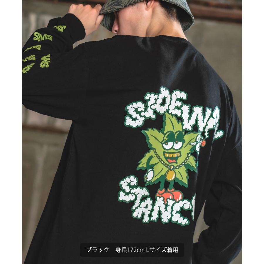 長袖Tシャツ メンズ SIDEWAY STANCE サイドウェイスタンス オリジナルプリント グラフィック ロンT ヘンプリーフマスコット オーバーサイズ スケーター | improves | 15