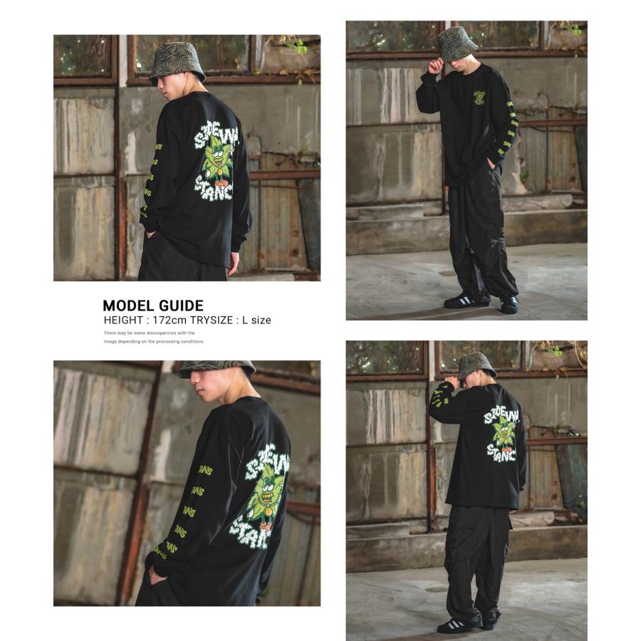 長袖Tシャツ メンズ SIDEWAY STANCE サイドウェイスタンス オリジナルプリント グラフィック ロンT ヘンプリーフマスコット オーバーサイズ スケーター | improves | 16