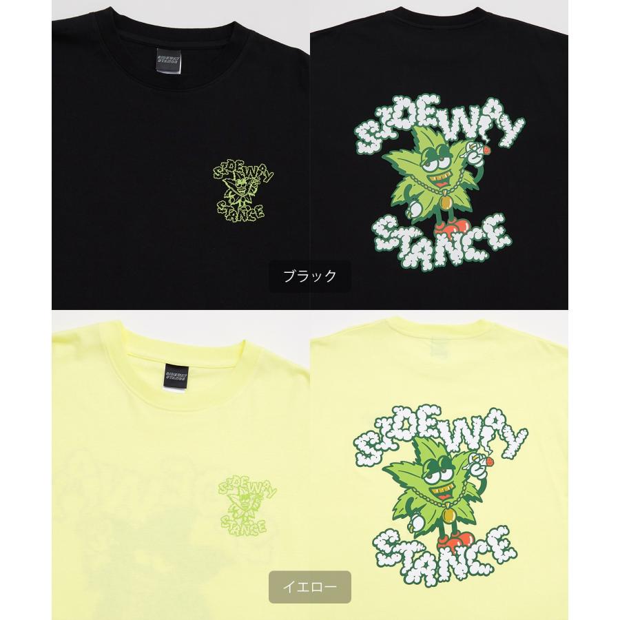 長袖Tシャツ メンズ SIDEWAY STANCE サイドウェイスタンス オリジナルプリント グラフィック ロンT ヘンプリーフマスコット オーバーサイズ スケーター | improves | 21