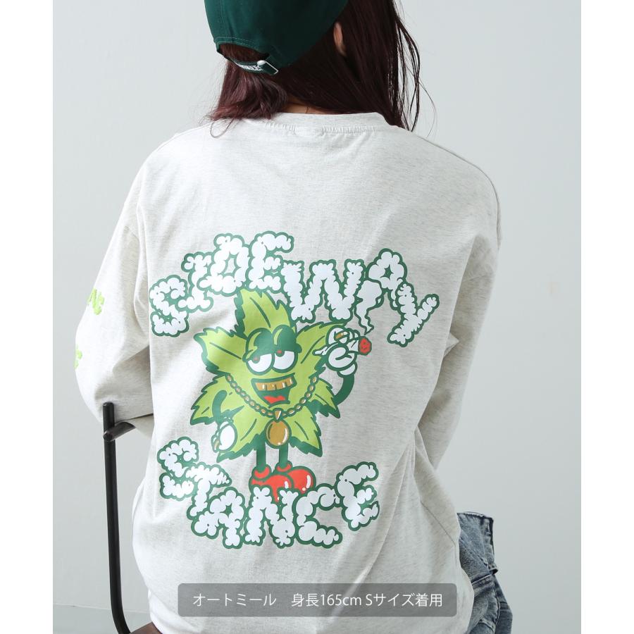長袖Tシャツ メンズ SIDEWAY STANCE サイドウェイスタンス オリジナルプリント グラフィック ロンT ヘンプリーフマスコット オーバーサイズ スケーター | improves | 10