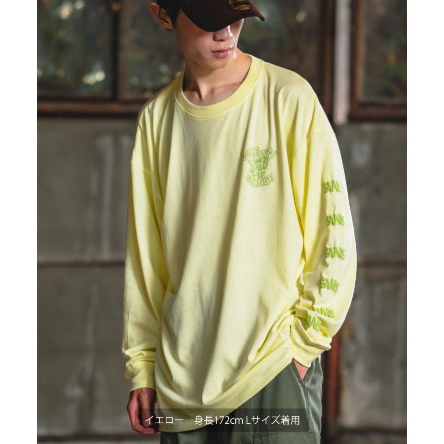 長袖Tシャツ メンズ SIDEWAY STANCE サイドウェイスタンス オリジナルプリント グラフィック ロンT ヘンプリーフマスコット オーバーサイズ スケーター | improves | 12