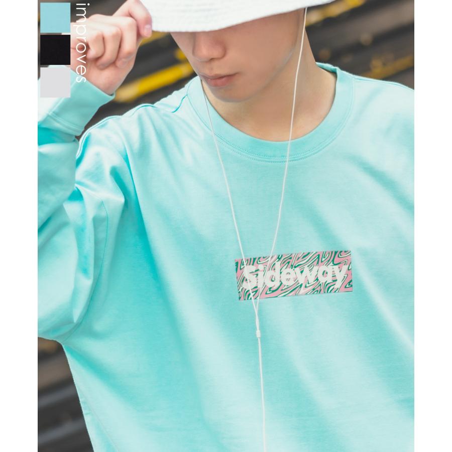 長袖Tシャツ メンズ SIDEWAY STANCE サイドウェイスタンス オリジナルプリント グラフィック ロンT ボックスロゴ ロック オーバーサイズ 大きめ アメカジ | improves