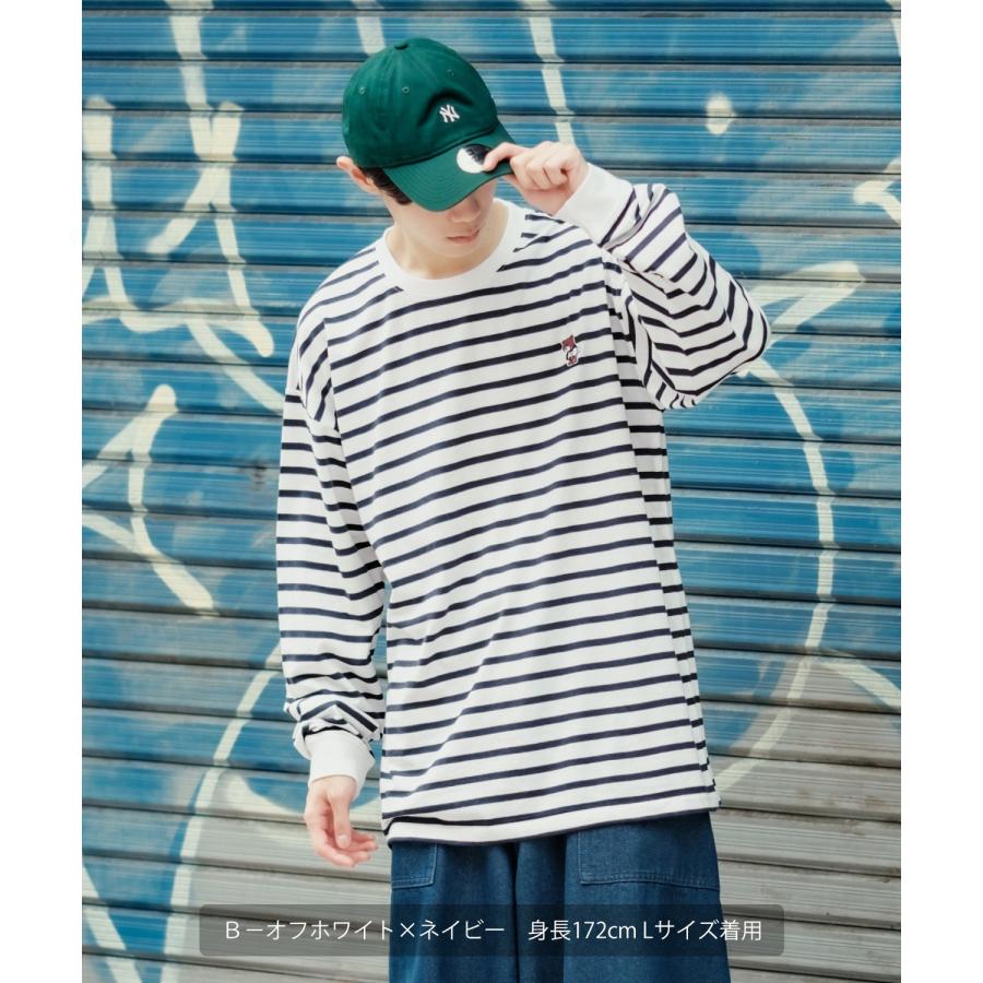 長袖Tシャツ メンズ SIDEWAY STANCE サイドウェイスタンス オリジナル ワンポイント 刺しゅう ロンT カットソー ボーダー 大きめ カジュアル スケーター | improves | 17