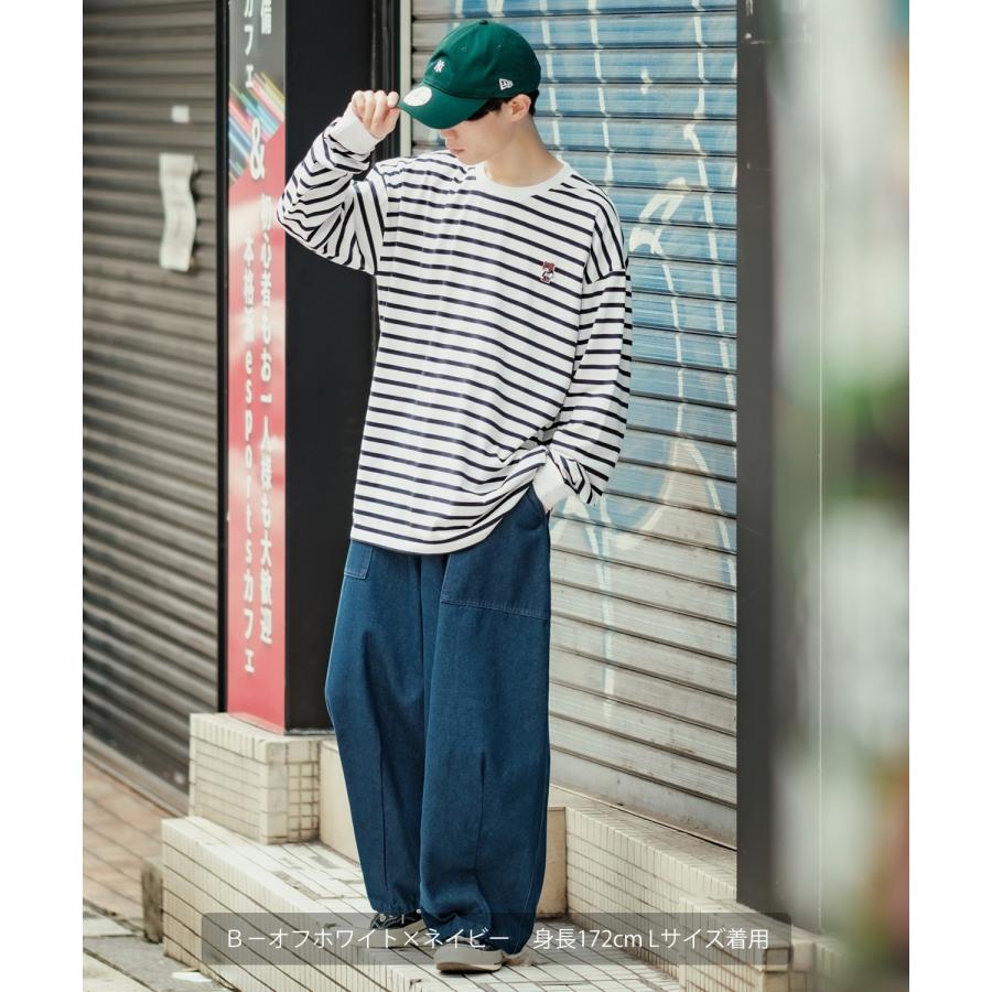 長袖Tシャツ メンズ SIDEWAY STANCE サイドウェイスタンス オリジナル ワンポイント 刺しゅう ロンT カットソー ボーダー 大きめ カジュアル スケーター | improves | 18
