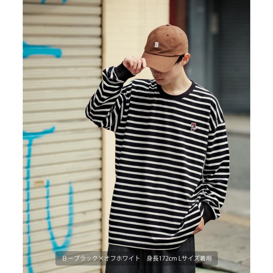 長袖Tシャツ メンズ SIDEWAY STANCE サイドウェイスタンス オリジナル ワンポイント 刺しゅう ロンT カットソー ボーダー 大きめ カジュアル スケーター | improves | 19