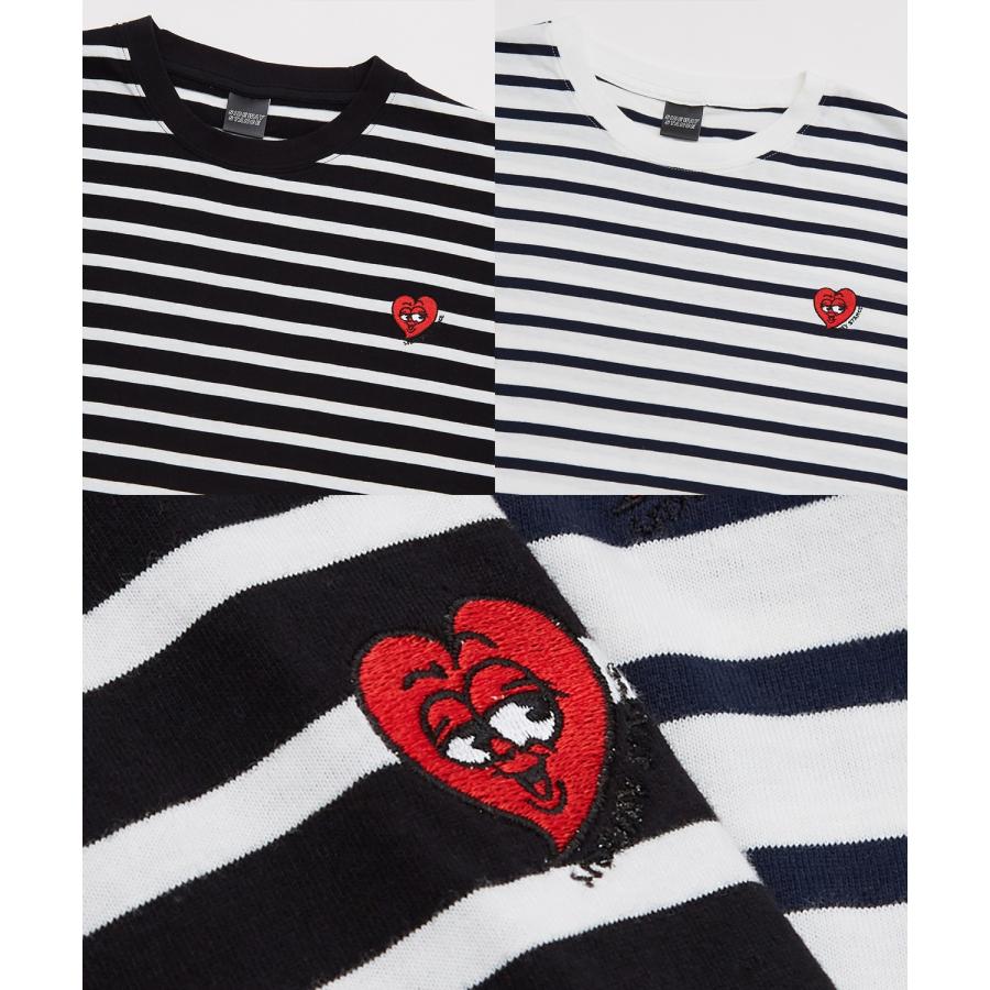 長袖Tシャツ メンズ SIDEWAY STANCE サイドウェイスタンス オリジナル ワンポイント 刺しゅう ロンT カットソー ボーダー 大きめ カジュアル スケーター | improves | 24