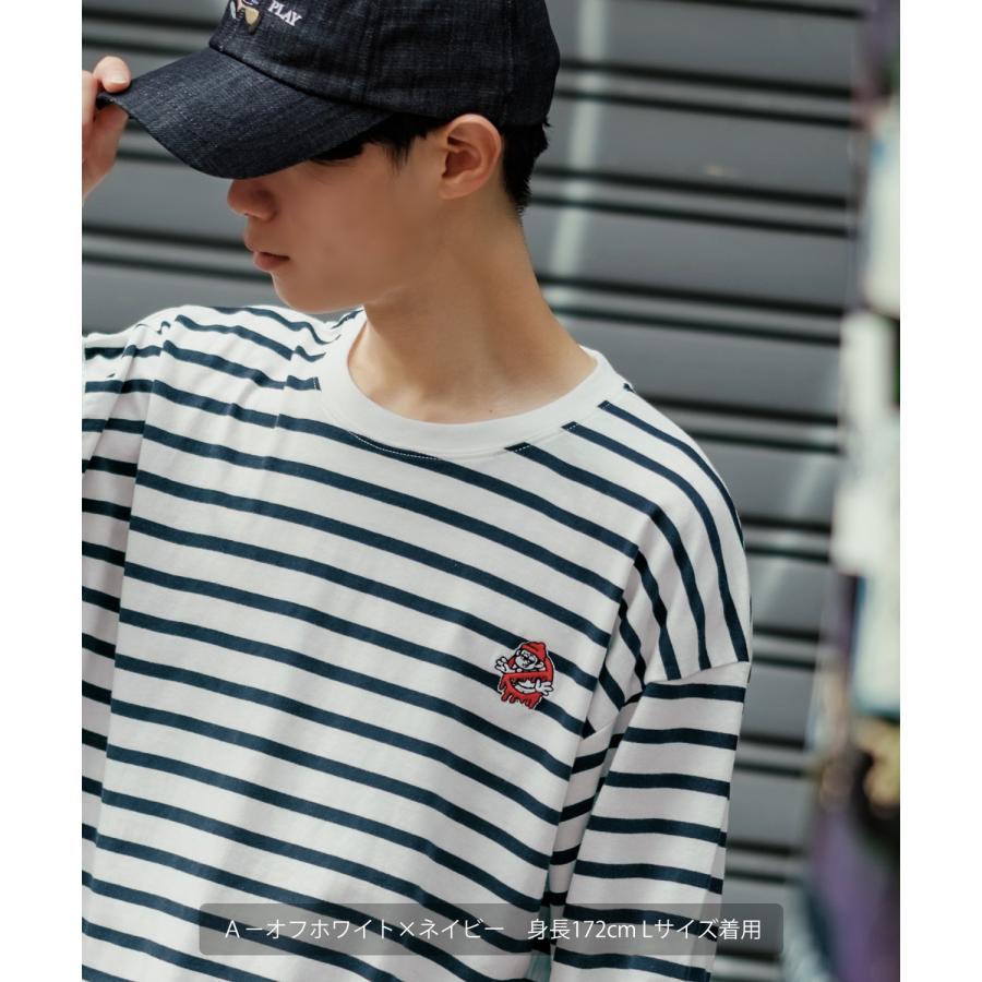 長袖Tシャツ メンズ SIDEWAY STANCE サイドウェイスタンス オリジナル ワンポイント 刺しゅう ロンT カットソー ボーダー 大きめ カジュアル スケーター | improves | 08