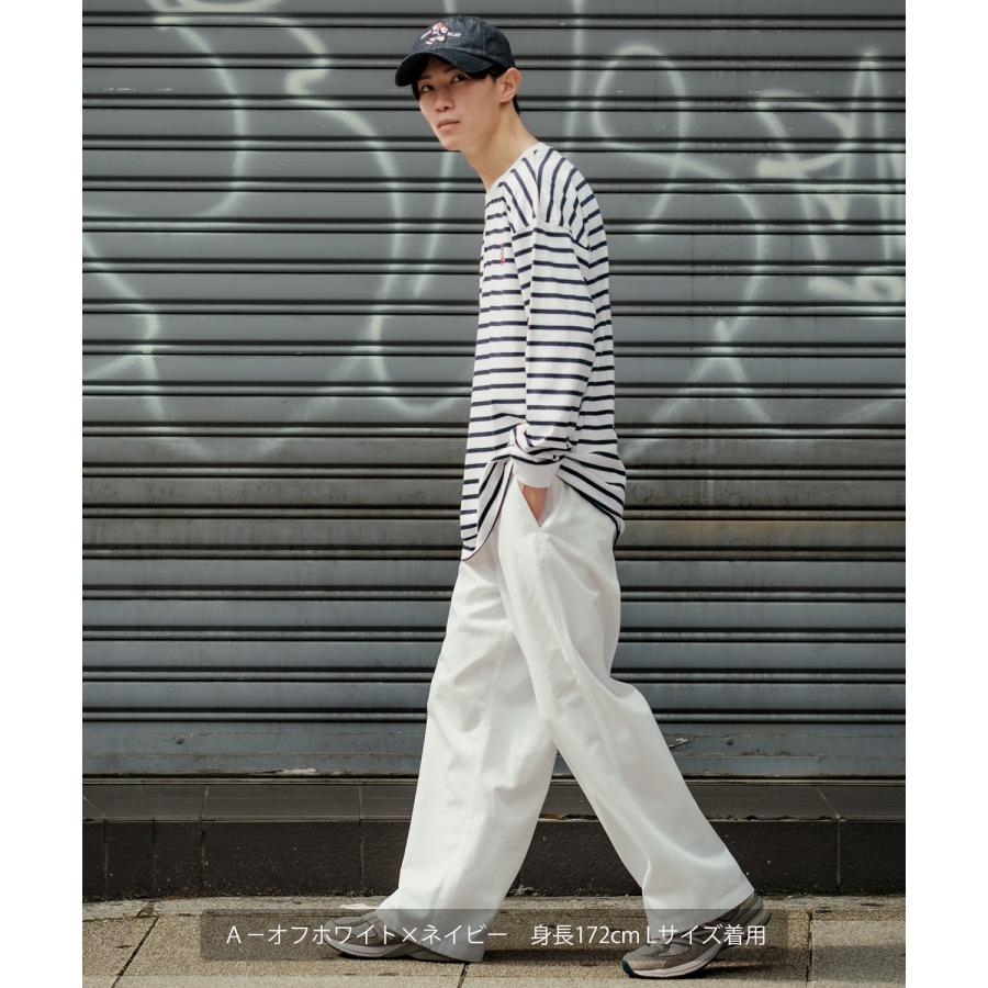 長袖Tシャツ メンズ SIDEWAY STANCE サイドウェイスタンス オリジナル ワンポイント 刺しゅう ロンT カットソー ボーダー 大きめ カジュアル スケーター | improves | 09