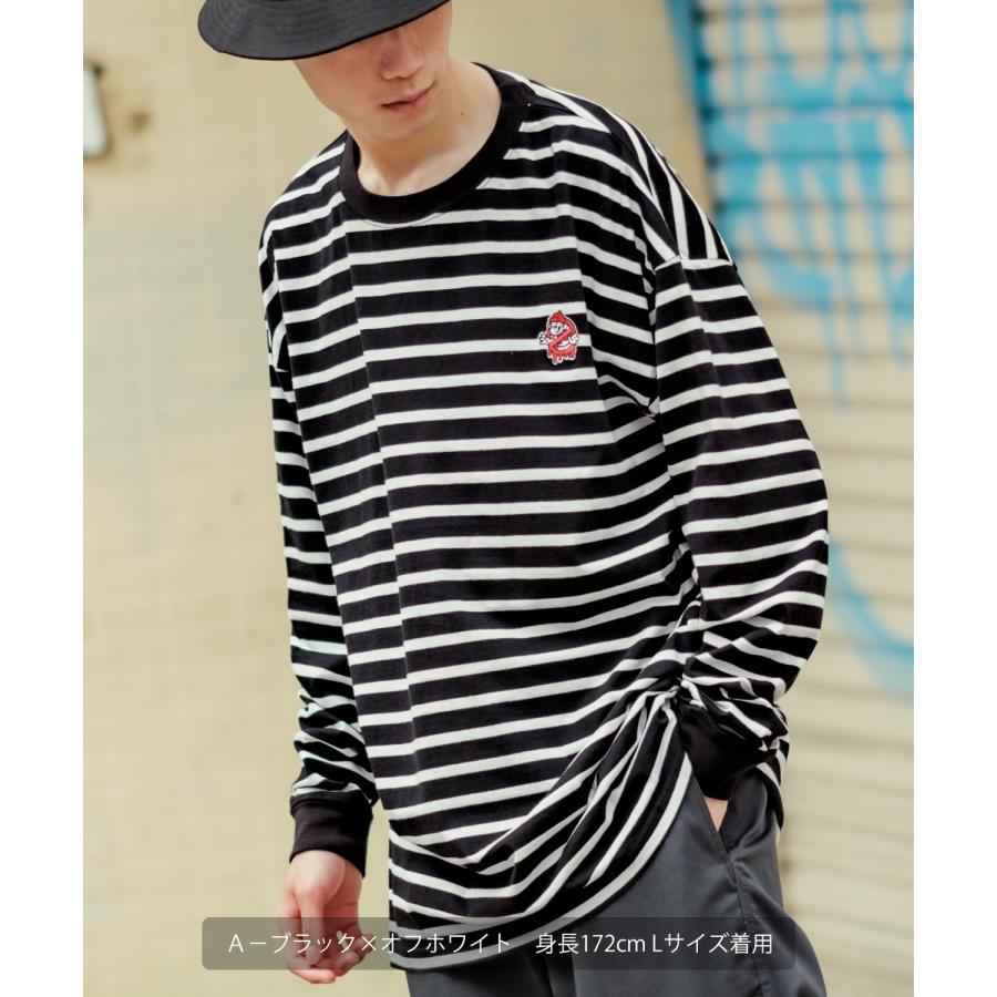 長袖Tシャツ メンズ SIDEWAY STANCE サイドウェイスタンス オリジナル ワンポイント 刺しゅう ロンT カットソー ボーダー 大きめ カジュアル スケーター | improves | 10