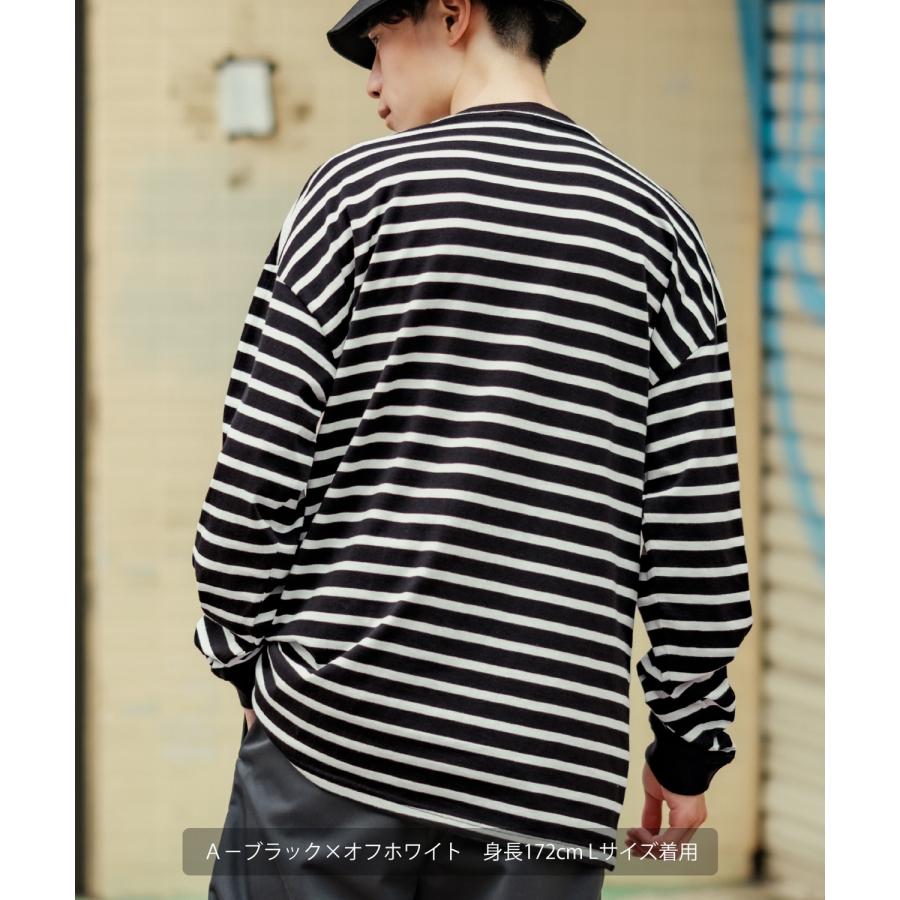 長袖Tシャツ メンズ SIDEWAY STANCE サイドウェイスタンス オリジナル ワンポイント 刺しゅう ロンT カットソー ボーダー 大きめ カジュアル スケーター | improves | 11